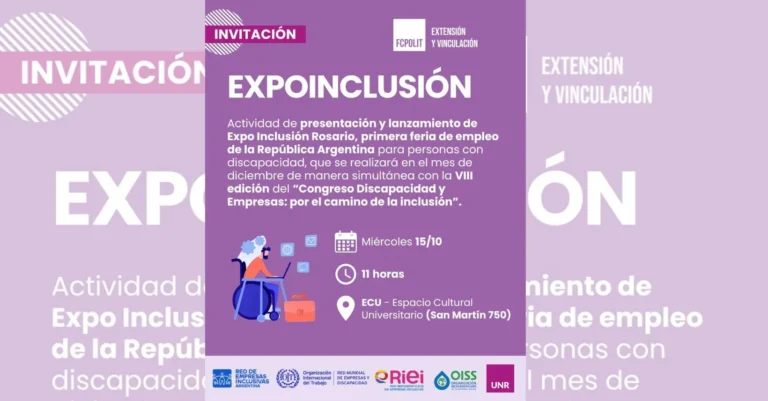El miércoles 15 de octubre se realizará la Expo Inclusión Rosario, la feria de la feria de empleo para personas con discapacidad