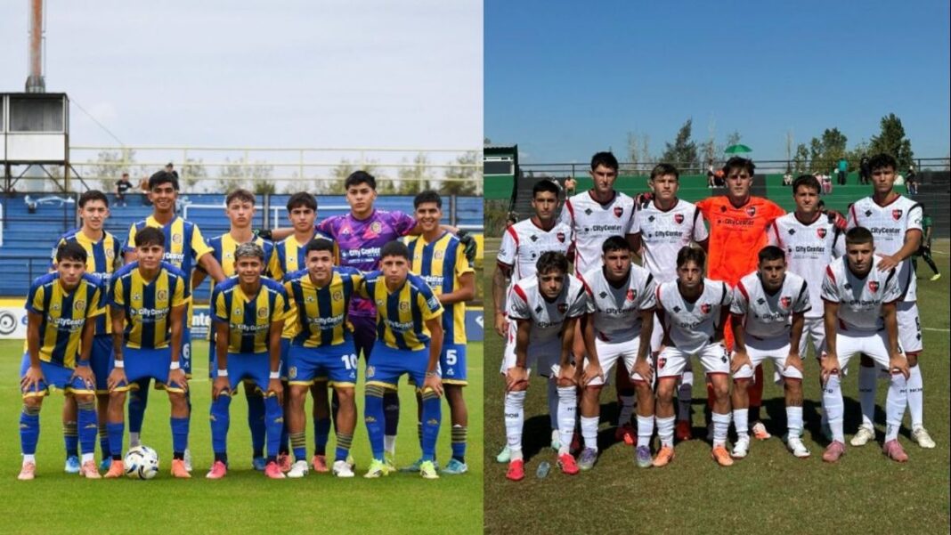 Jugadores de Rosario Central y Newell's Old Boys durante un partido de reserva en Arroyo Seco