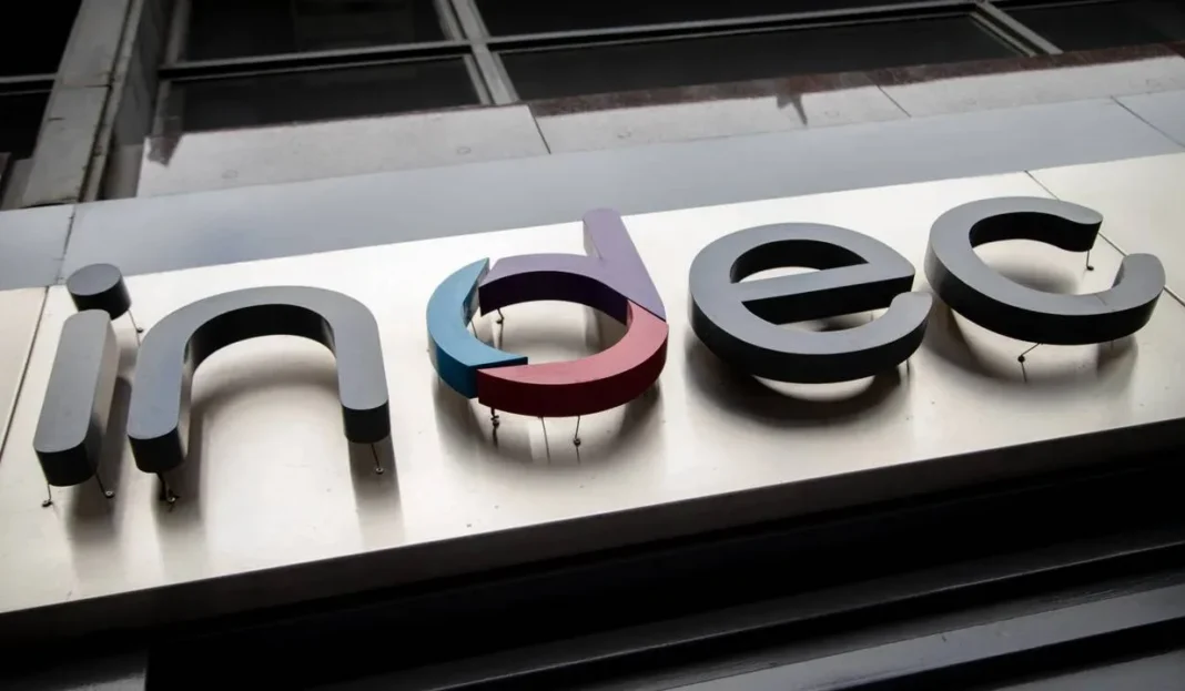 Gráfico representativo de indicadores económicos y logo del INDEC