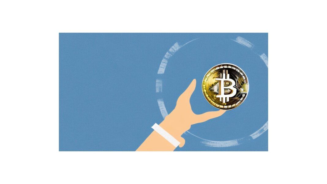 Gráfico abstracto representando el concepto de criptomonedas y tecnología blockchain sobre un mapa de Argentina.