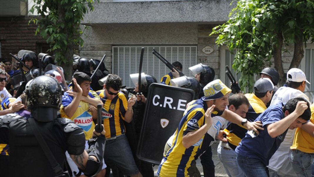 Ilustración de un estadio de fútbol con controles de acceso