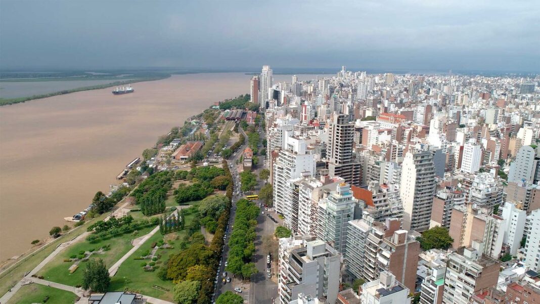 Mapa de Argentina con las ciudades de Rosario, Rafaela y Santa Fe destacadas en el ranking de ciudades argentinas